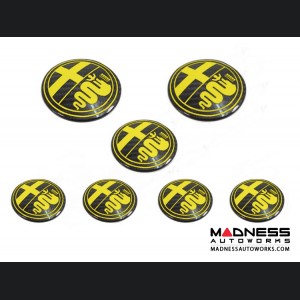 Alfa Romeo 4C Carbon Fiber Badge Cover Kit - Alfa Romeo Logo in Yellow 